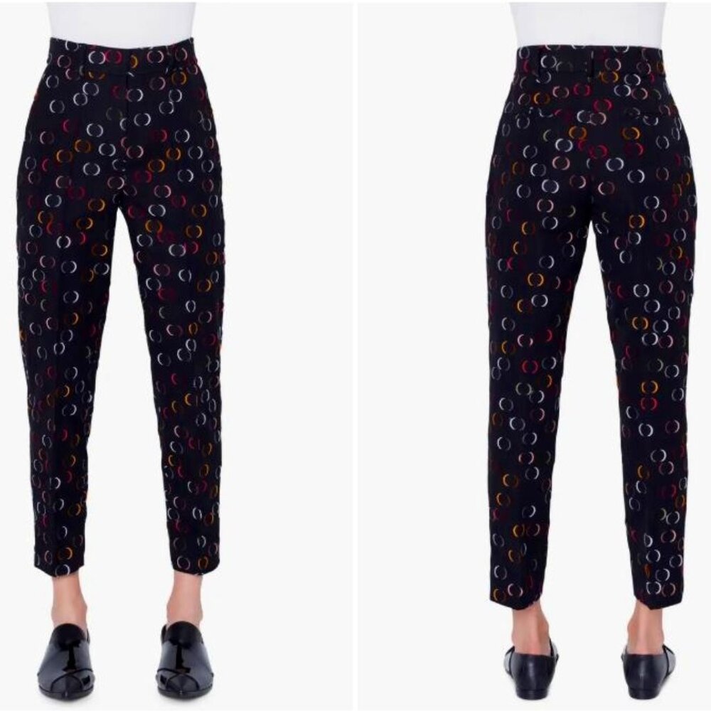 Women's AKRIS PUNTO Ferry Circle Straight-Leg Ankle-length Jacquard Pants 6